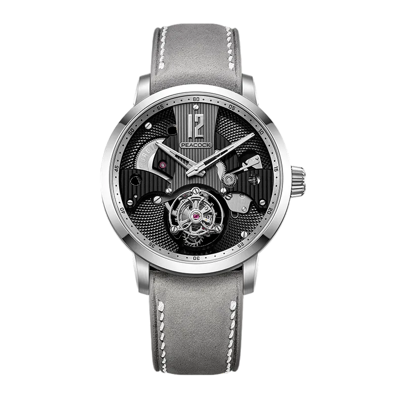 Peacock Witness Hand-Made Guilloché Tourbillon Watch Midnight Black