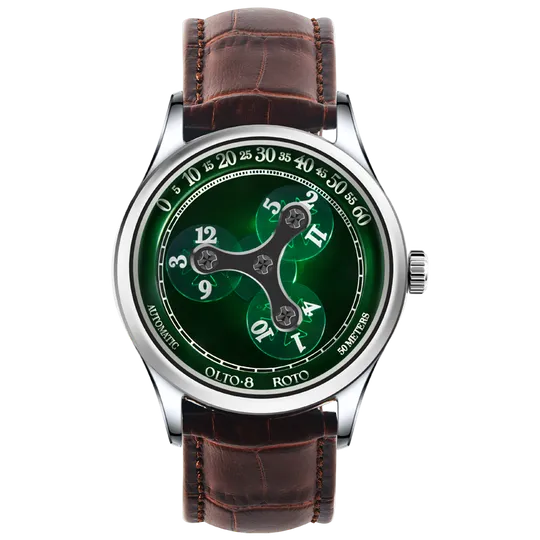 OLTO-8 ROTO Wandering Hour Automatic Watch Jade Green