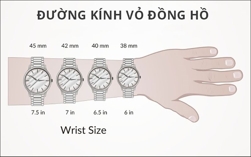 Chọn kích thước đồng hồ vừa vặn với tay