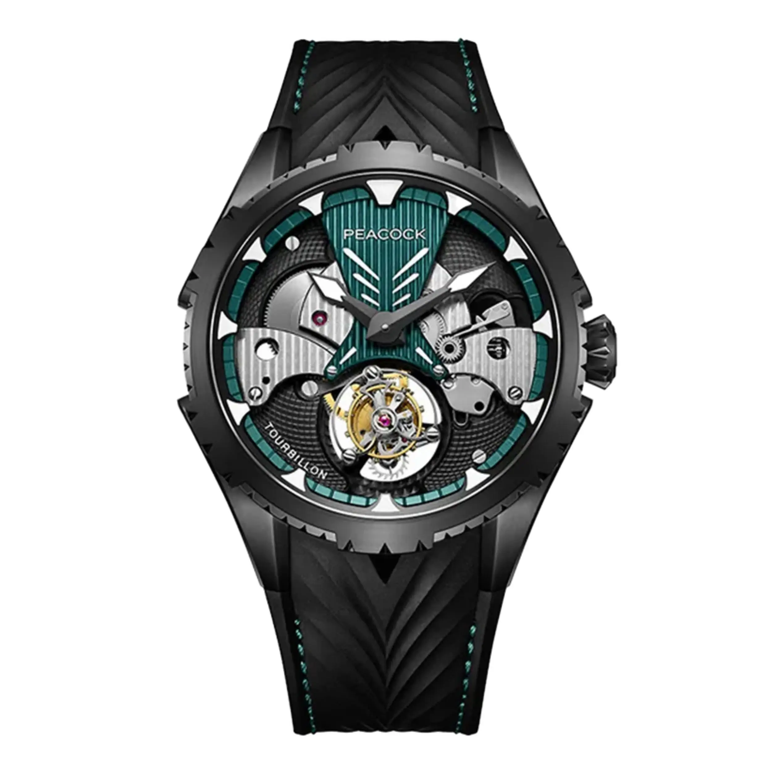 Peacock Plume Warrior Center Axis Tourbillon Watch