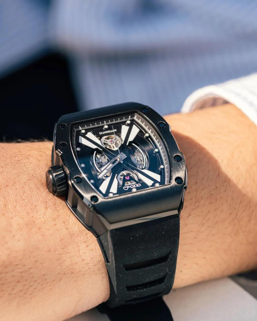 OLTO-8 EXPLORE-X Skeleton Automatic Watch Black 
