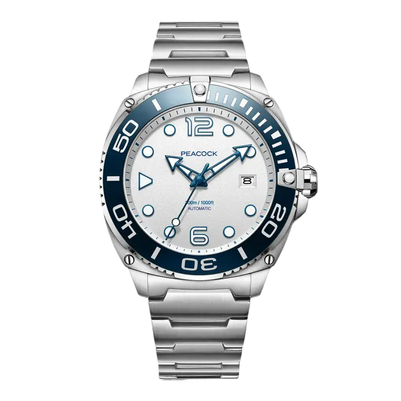 PEACOCK Just Dive Automatic Waterproof Watch White