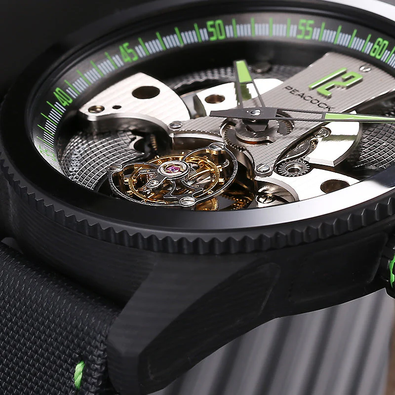 PEACOCK Pathfinder Tourbillon Watch Green - L’ORE Watch