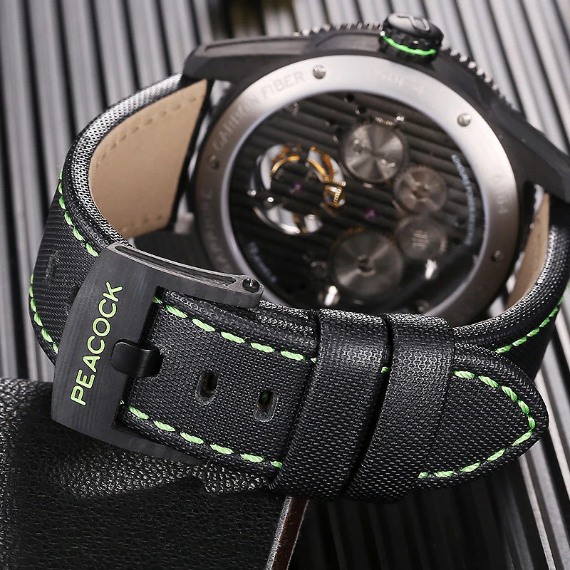 PEACOCK Pathfinder Tourbillon Watch Green - L’ORE Watch