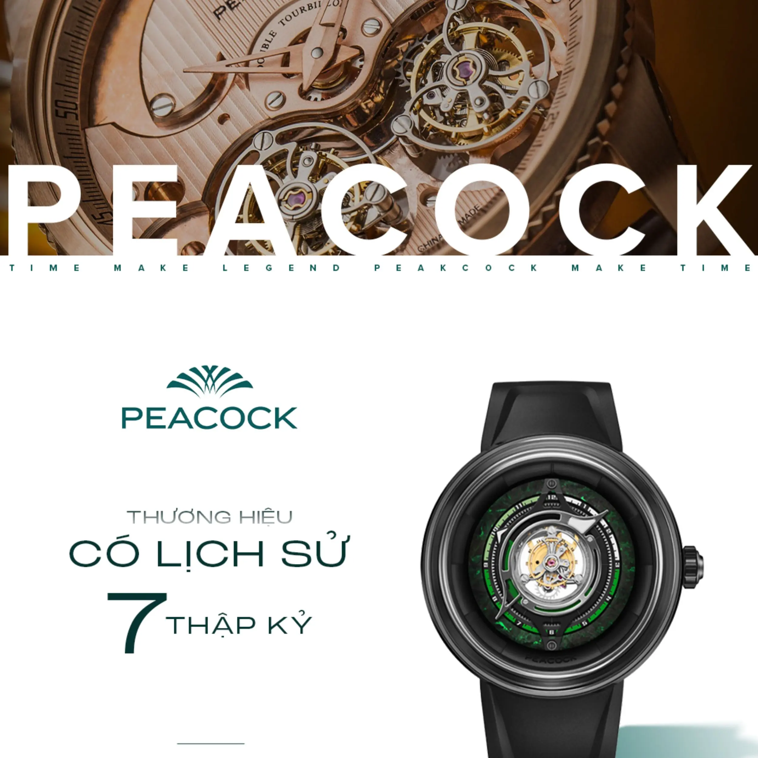 Peacock Watch là thương hiệu đồng hồ cơ được biết đến với định hướng tập trung vào thiết kế lộ máy (skeleton)